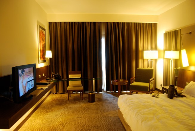 inside my room at the Dusi Thani Lakeview Cairo Hotel