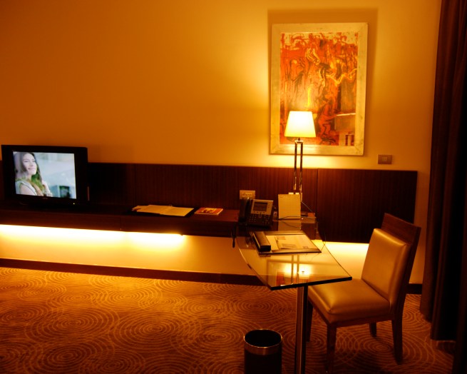 inside my room at the Dusit Thani Lakeview Cairo Hotel